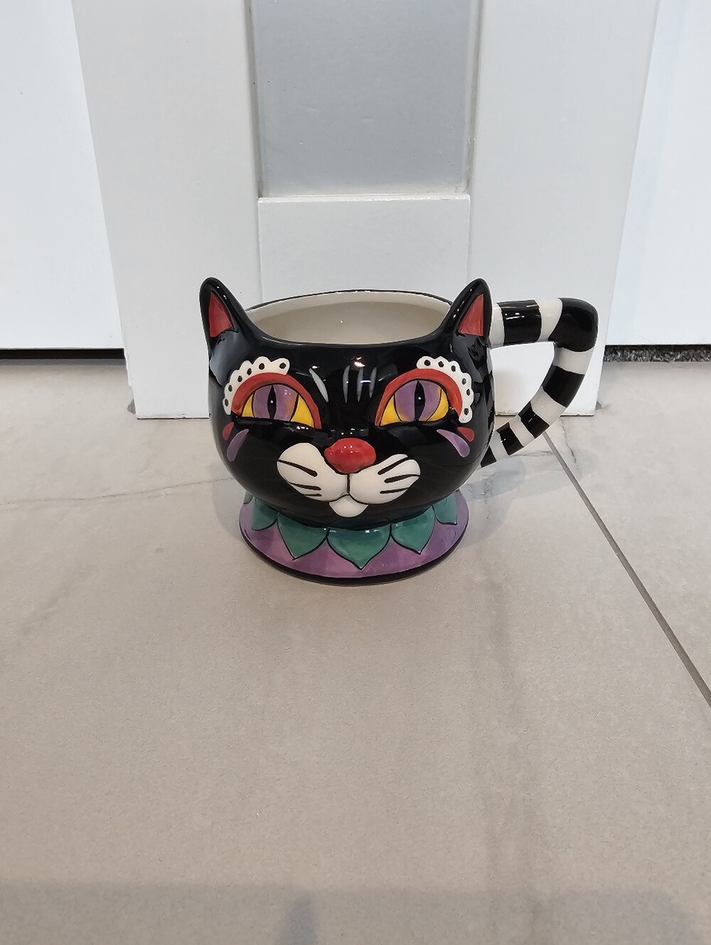 Blue Sky Clayworks Whimsical Black Cat Ceramic Coffee Mug